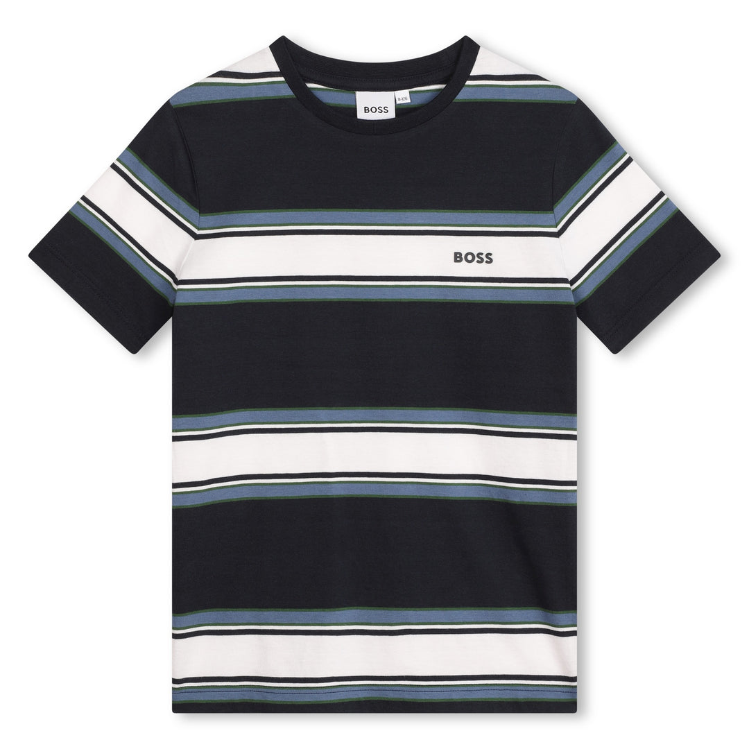 boss-j50721-v98-kb-Blue Cotton Striped T-Shirt