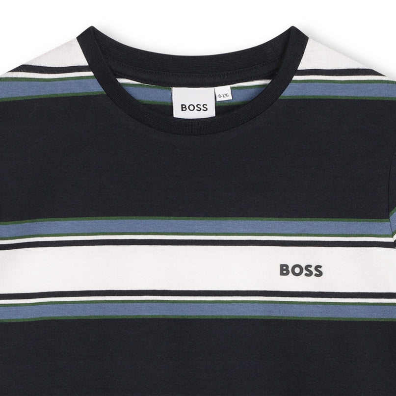 boss-j50721-v98-kb-Blue Cotton Striped T-Shirt