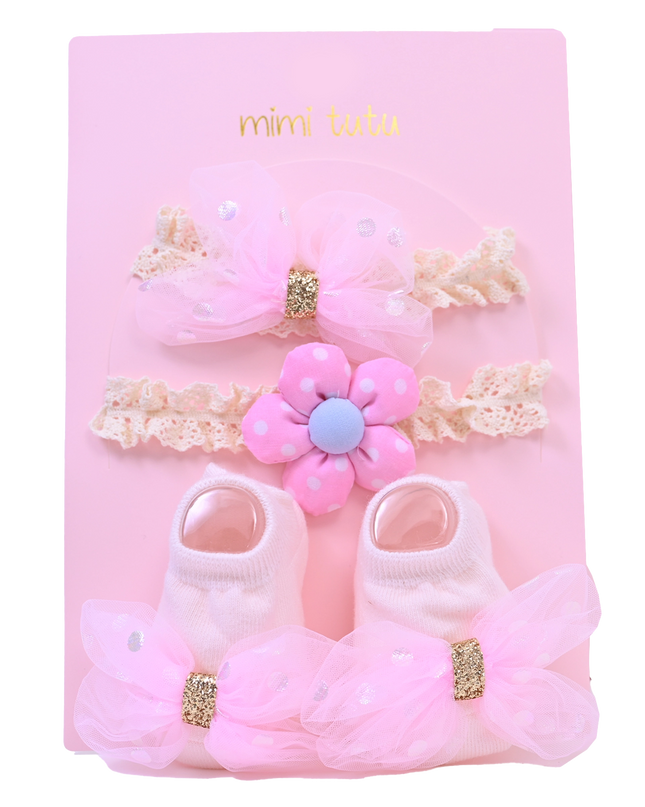 Pink Bow Gold Accent Flower Gift Set