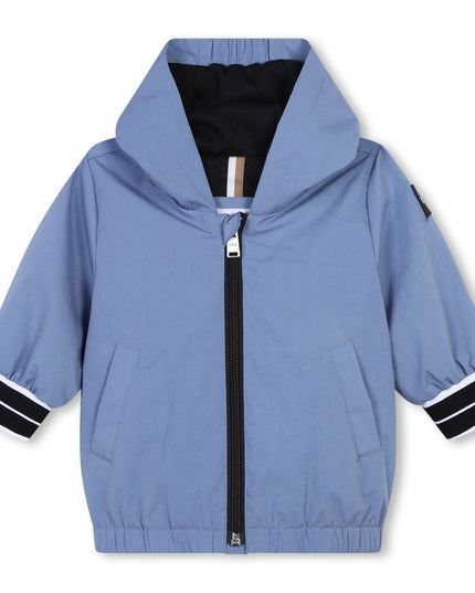 Light Blue Hooded Windbreaker