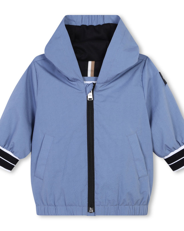 Light Blue Hooded Windbreaker