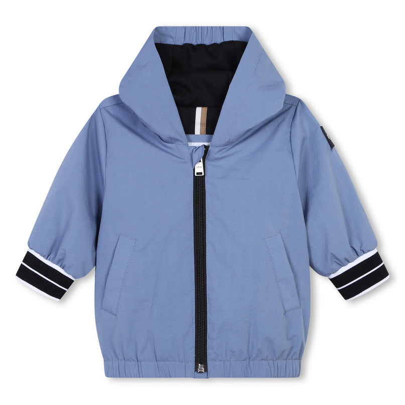 Light Blue Hooded Windbreaker