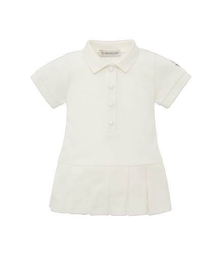 moncler-j1-951-8i000-01-8496f-034-White Enfant Logo Patch Pleated Dress