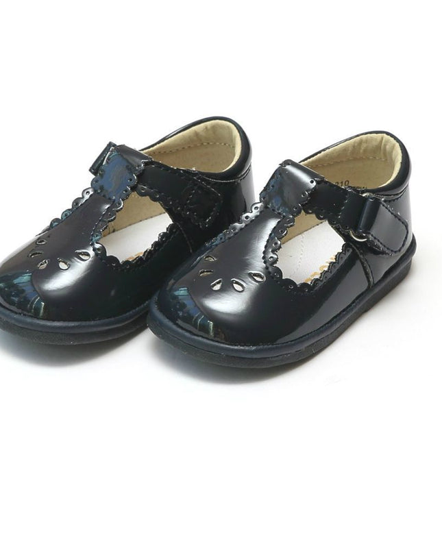 L'AMOUR-F-210NY-DOTTIE SCALLOPED MARY JANE (BABY)-PATENT NAVY