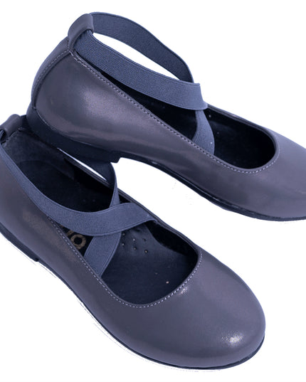 PERLA-V50P-DARK GREY-SATIN BALLERINA FLATS