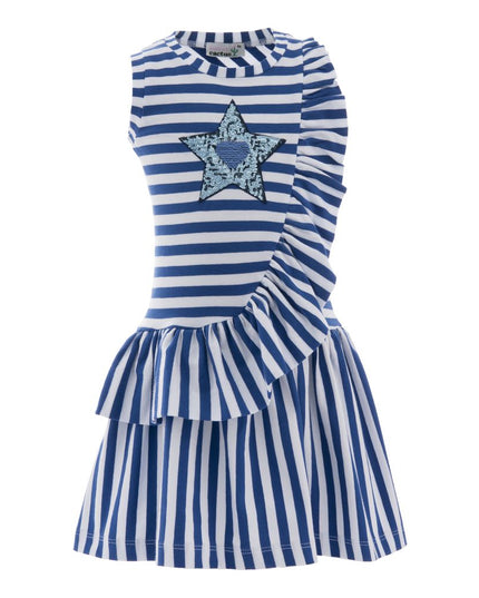 SWEET CACTUS-SC2201-BLUE-SS SEQUIN STAR STRIPE DRESS