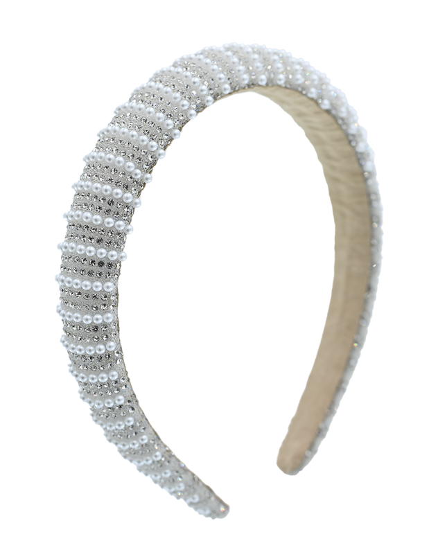 Tulleen-THB52021- Pearl Rhinestone Headband