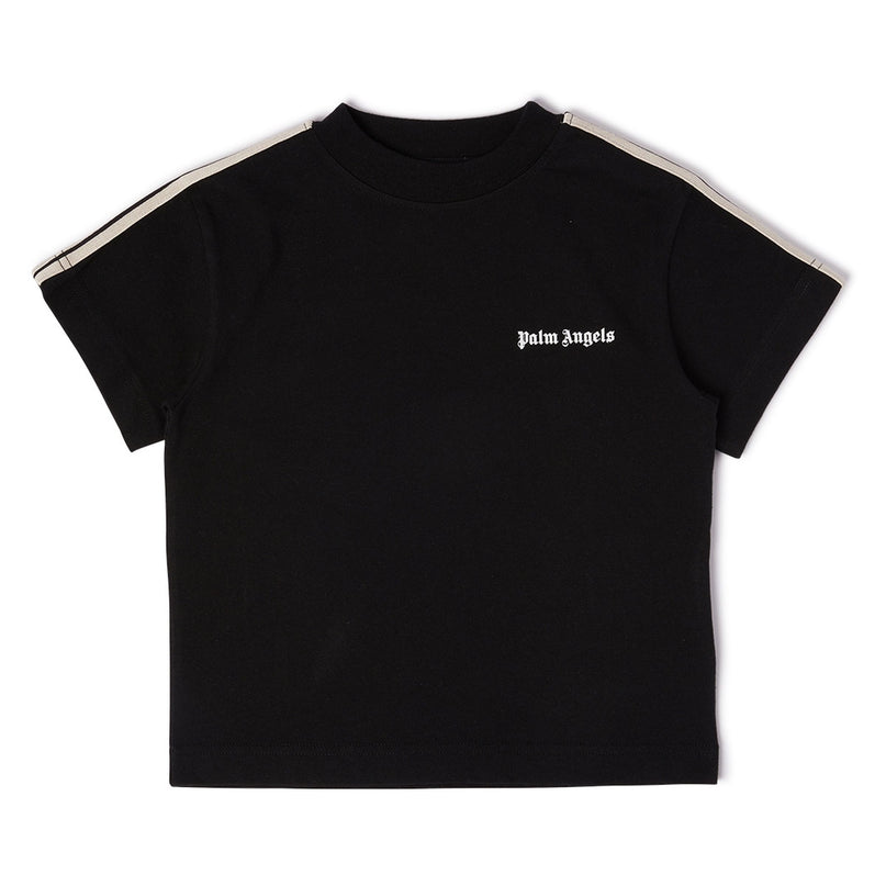 PALM ANGELS -PBAA011S24JER0011001-LOGO TRACK REGULAR T-SHIRT BLACK WHITE