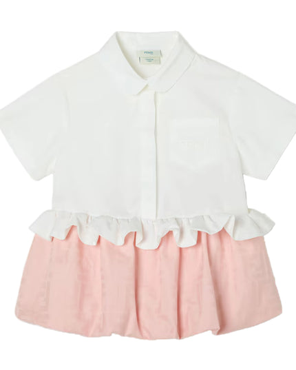 kids atelier fendi Pink Cotton & Jacquard Baby Dress