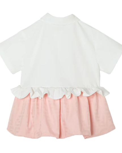 kids atelier fendi Pink Cotton & Jacquard Baby Dress