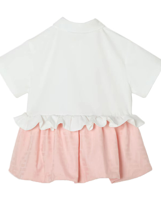 kids atelier fendi Pink Cotton & Jacquard Baby Dress