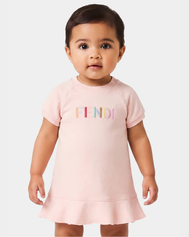 kids atelier fendi Pink Fendi Baby Girl Logo Dress
