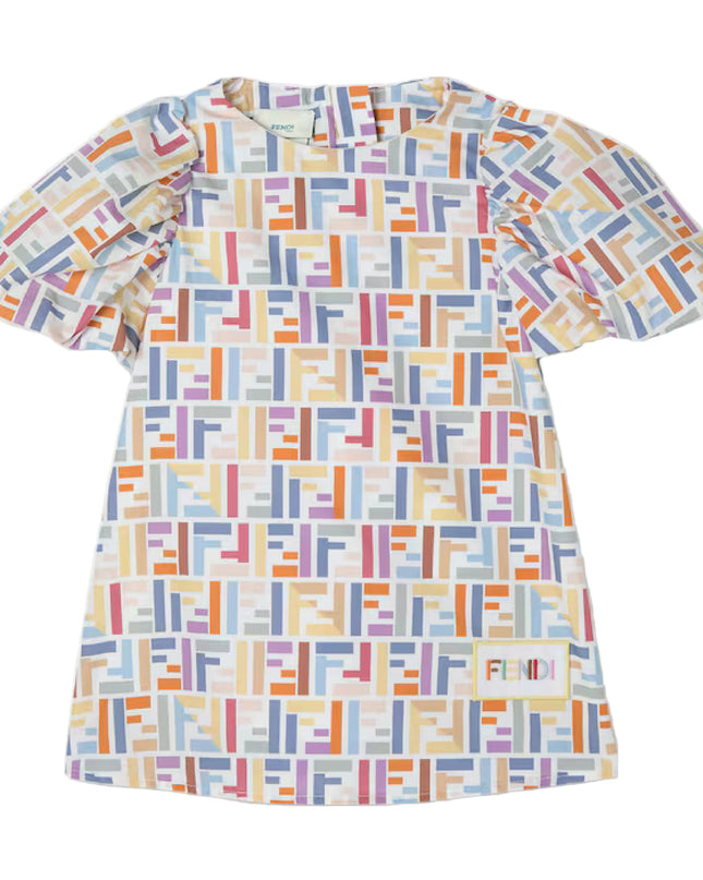 kids atelier fendi Multicolor Cotton Poplin Baby Dress