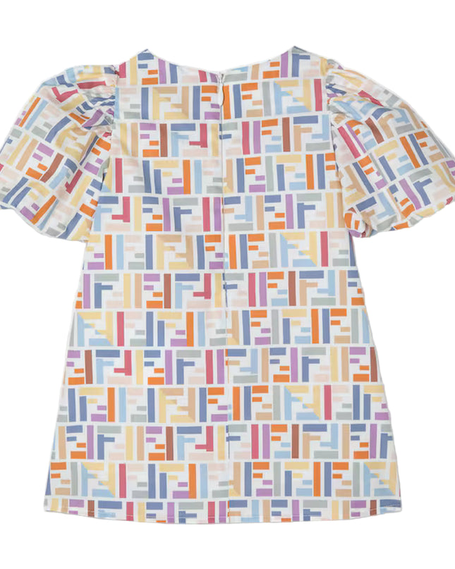 kids atelier fendi Multicolor Cotton Poplin Baby Dress