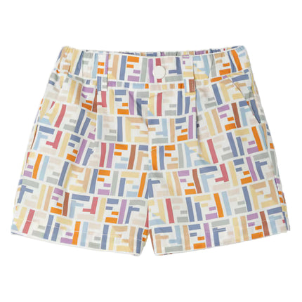 kids atelier fendi Multicolor Cotton Poplin Logo Bermudas