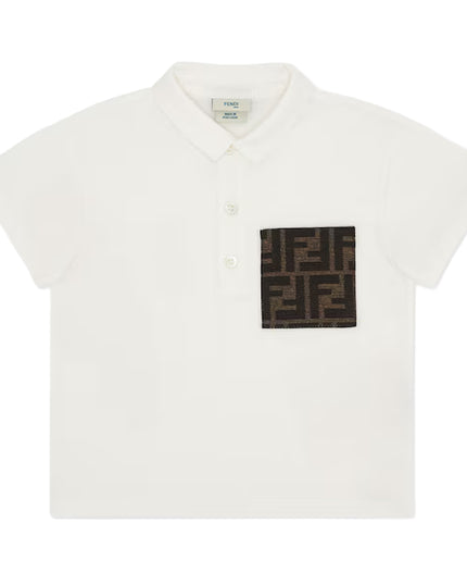kids atelier fendi White Jersey Baby Polo
