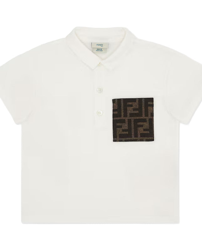 kids atelier fendi White Jersey Baby Polo