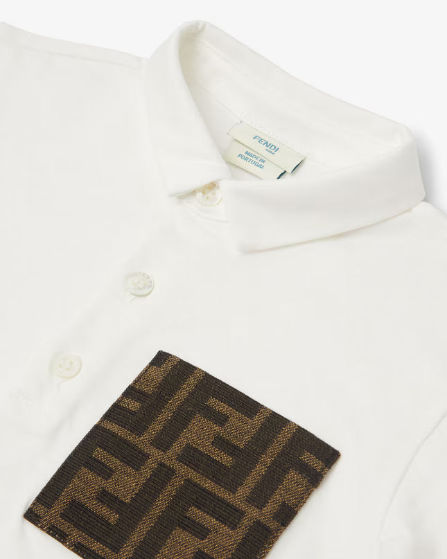 kids atelier fendi White Jersey Baby Polo