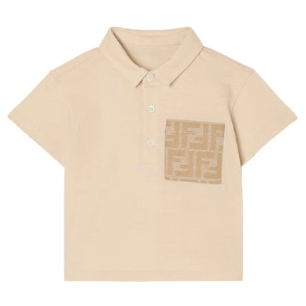kids atelier fendi Beige Baby Polo Logo Shirt