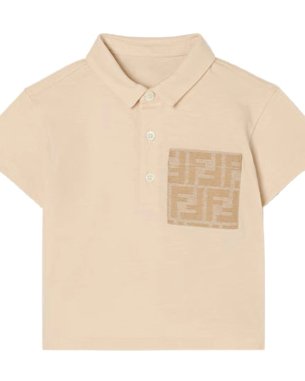 kids atelier fendi Beige Baby Polo Logo Shirt