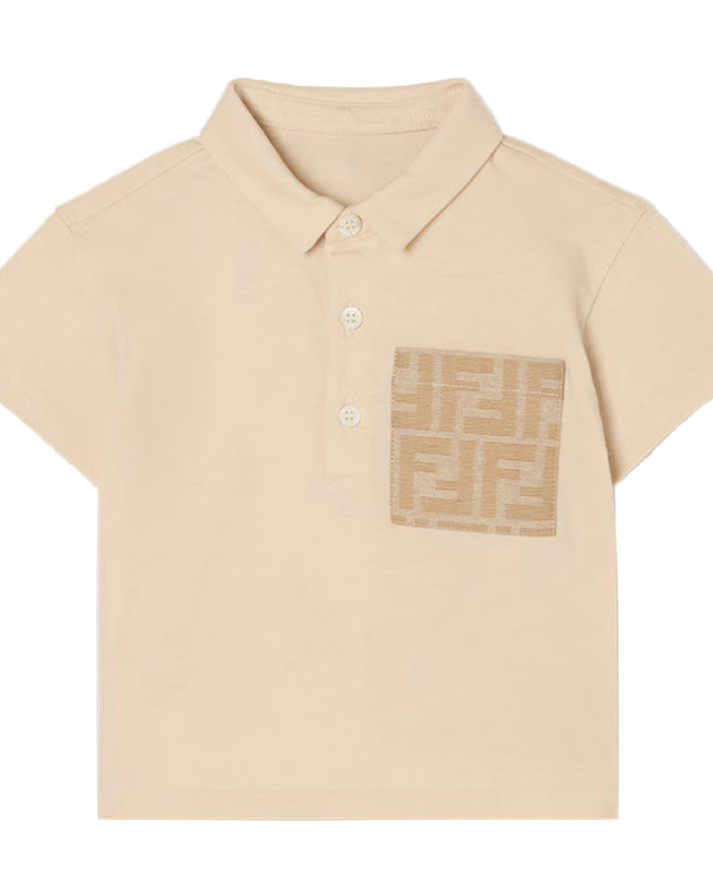 kids atelier fendi Beige Baby Polo Logo Shirt