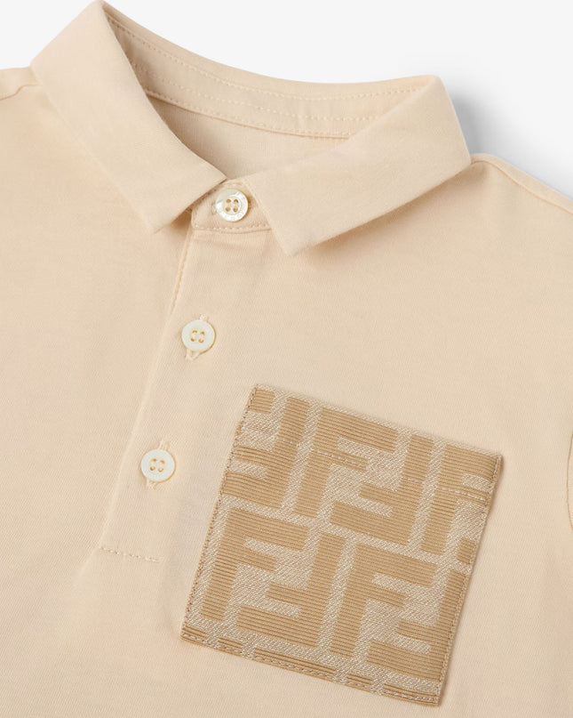 kids atelier fendi Beige Baby Polo Logo Shirt