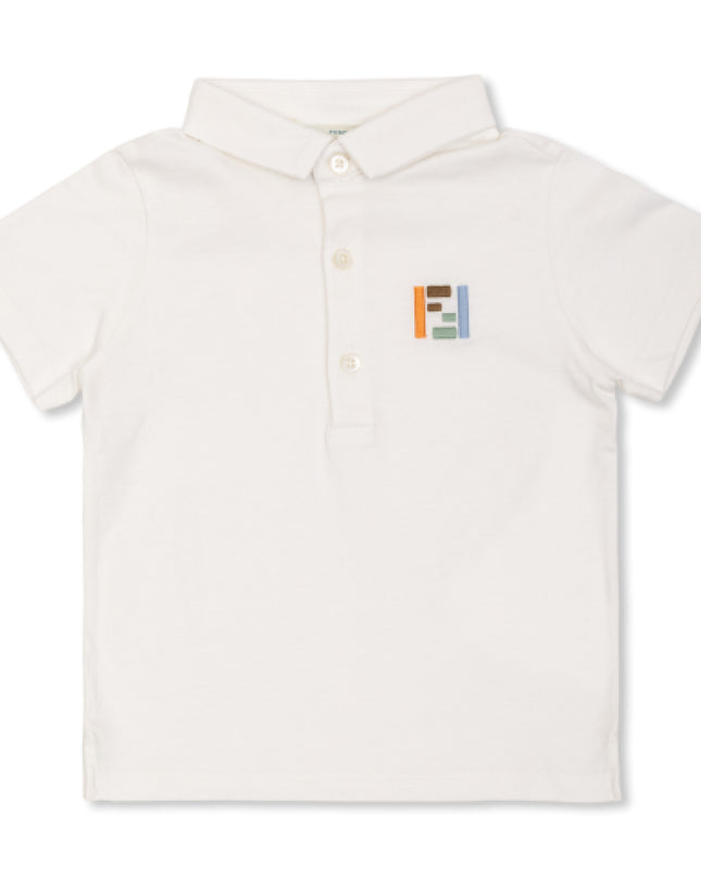 kids atelier fendi White Fendi Kids Logo Polo Shirt