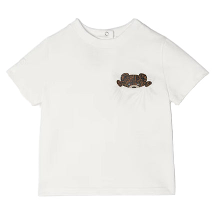 kids atelier fendi White Baby Teddy Bear T-Shirt