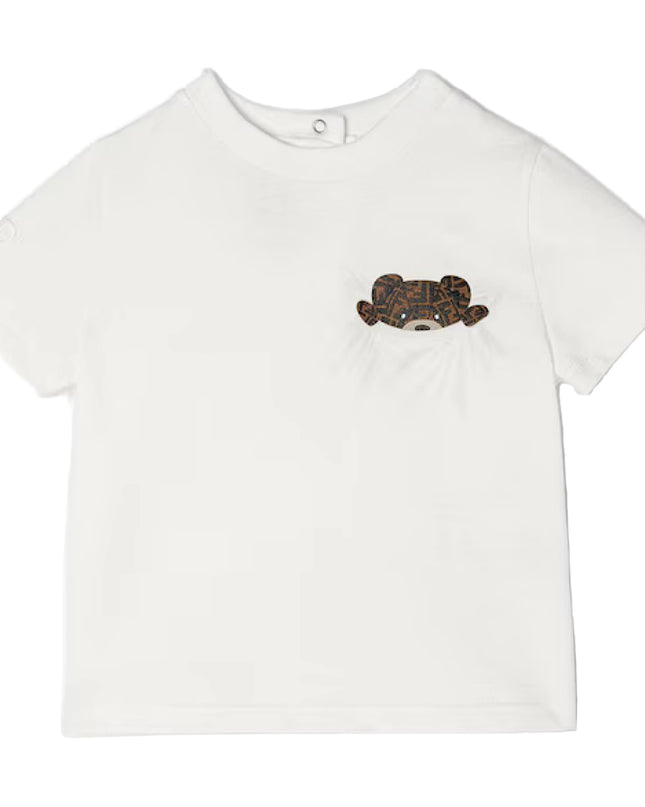 kids atelier fendi White Baby Teddy Bear T-Shirt