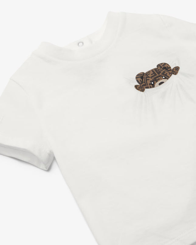 kids atelier fendi White Baby Teddy Bear T-Shirt