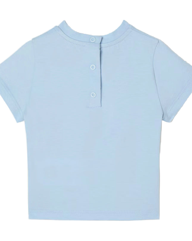 kids atelier fendi Light Blue Jersey Teddy Bear Logo T-Shirt