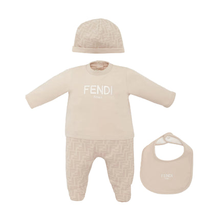 kids atelier fendi Beige Baby Logo Set