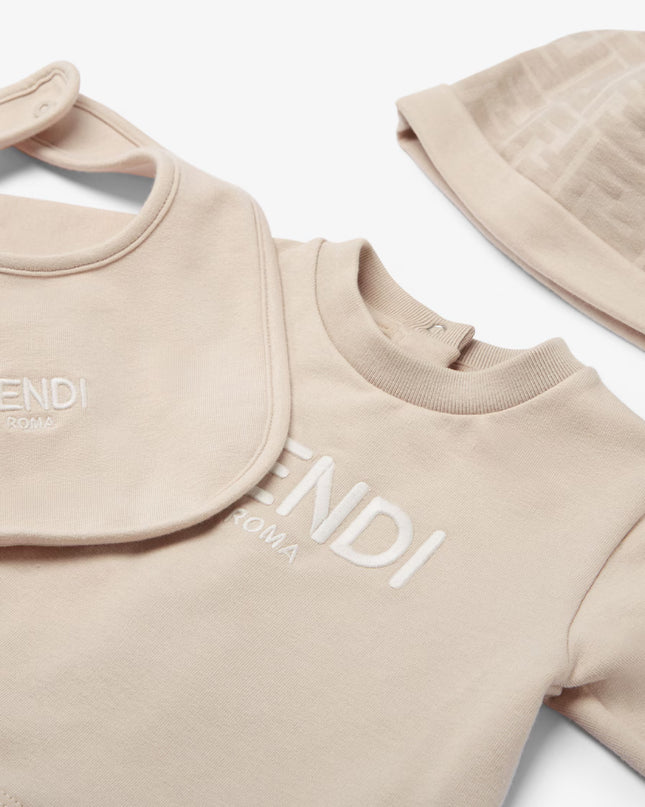 kids atelier fendi Beige Baby Logo Set