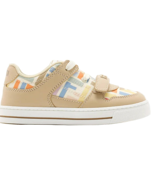 kids atelier fendi Beige Baby Logo Sneakers