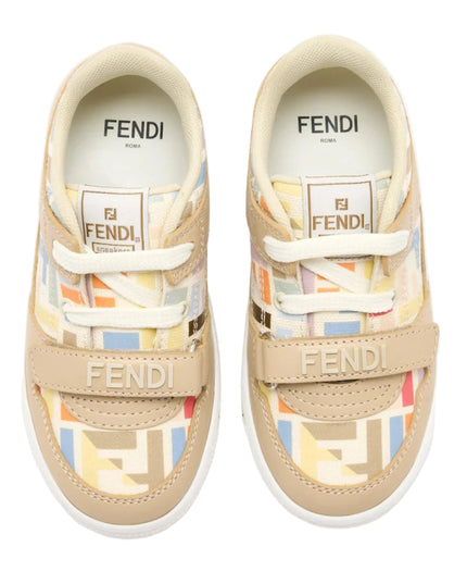 kids atelier fendi Beige Baby Logo Sneakers