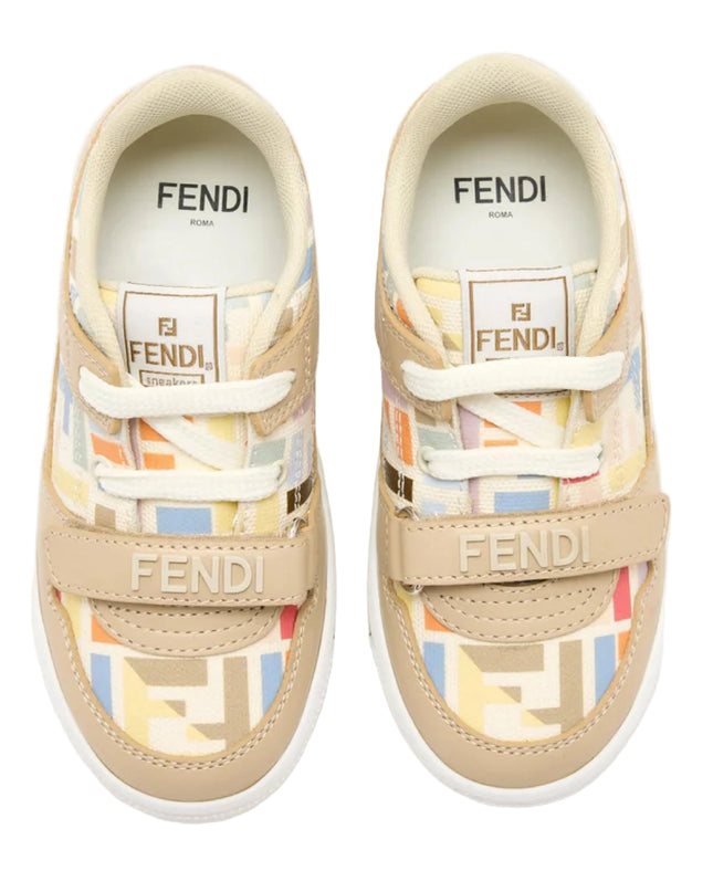 kids atelier fendi Beige Baby Logo Sneakers