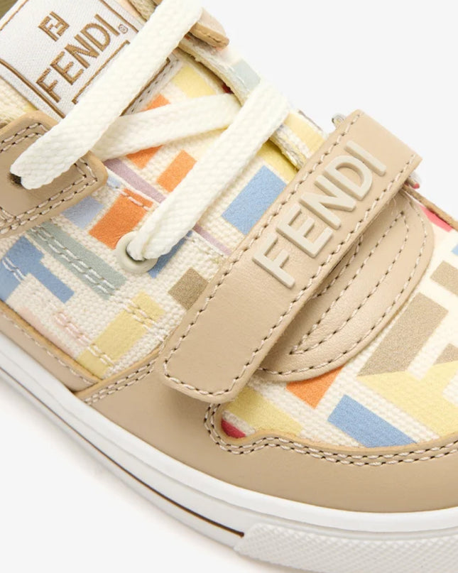 kids atelier fendi Beige Baby Logo Sneakers