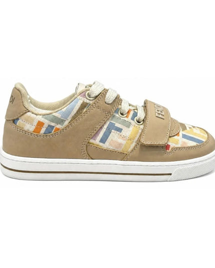 kids atelier fendi Beige Logo Sneakers