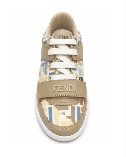 kids atelier fendi Beige Logo Sneakers