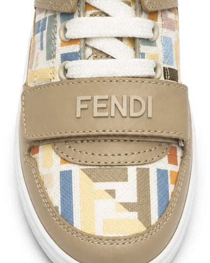 kids atelier fendi Beige Logo Sneakers