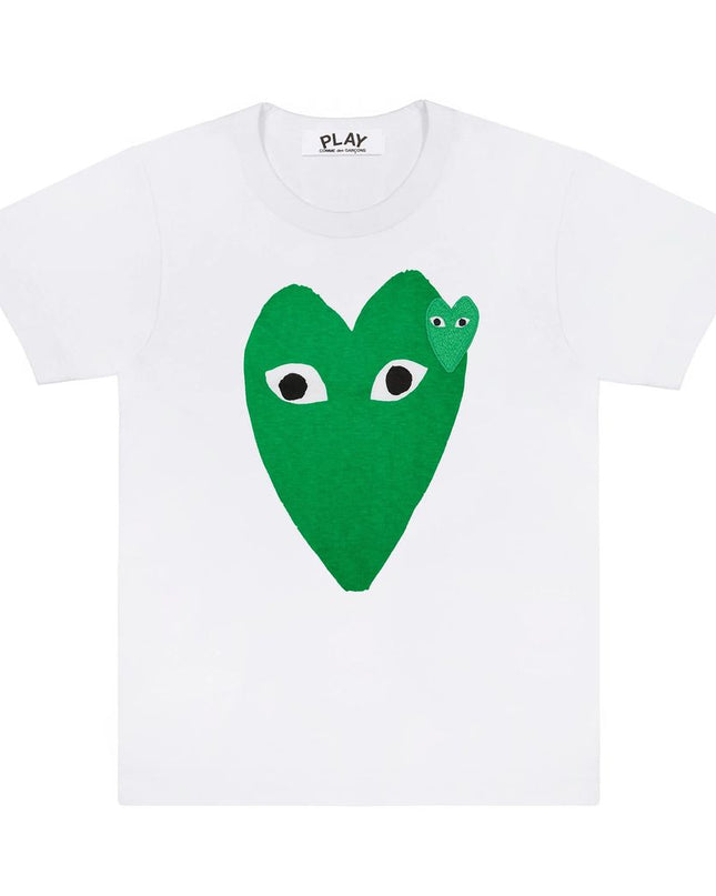 Comme Des Garcons-Big Green Heart w/ Mini E Green T-shirt-AZ-T059-051-1