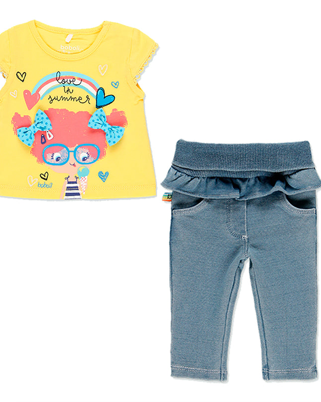 Boboli-sun-Knit t-Shirt "summer" for baby girl-132017-1145