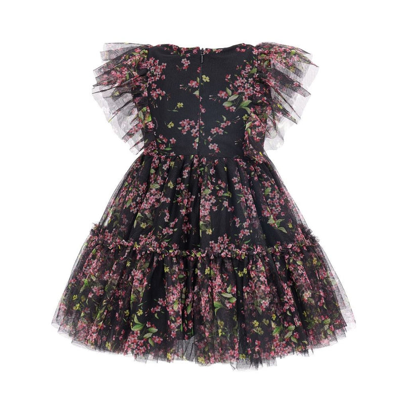 MONNALISA-FLORAL PRINT TULLE DRESS-110920-0612-5095-