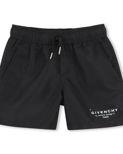 kids atelier givenchy Black Logo Swim Shorts