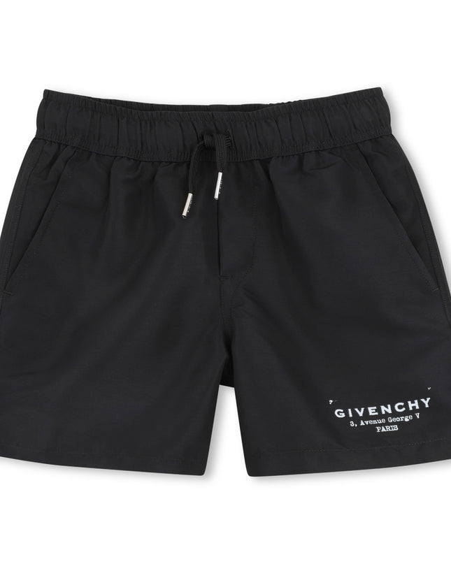 kids atelier givenchy Black Logo Swim Shorts
