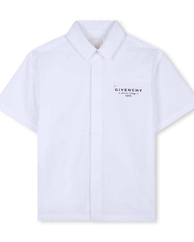 kids atelier givenchy White Short Sleeve Logo Shirt