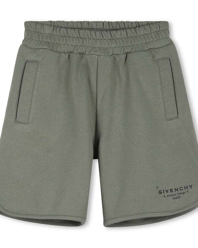 kids atelier givenchy Olive Green Givenchy Logo Shorts