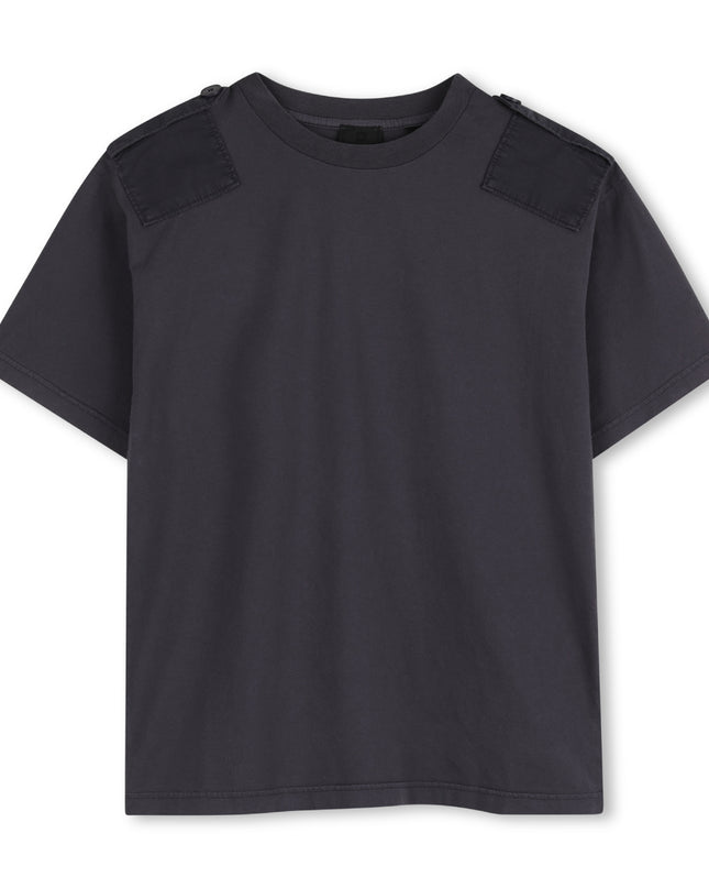 kids atelier givenchy Dark Grey T-Shirt with Shoulder Patch Detail