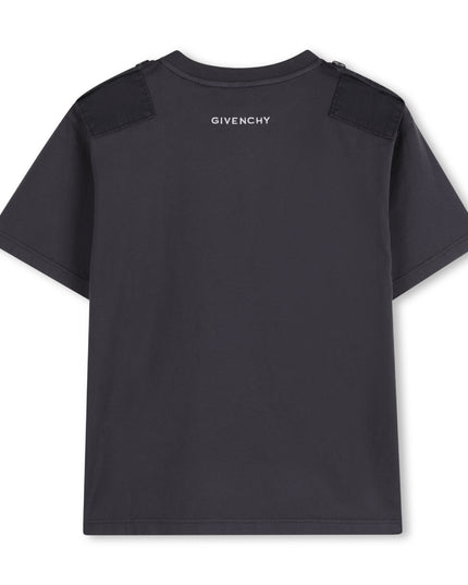 kids atelier givenchy Dark Grey T-Shirt with Shoulder Patch Detail
