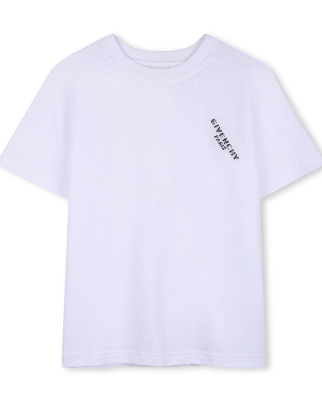 kids atelier givenchy  White Short Sleeve Logo T-Shirt